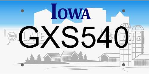 GXS540 Iowa License Plate