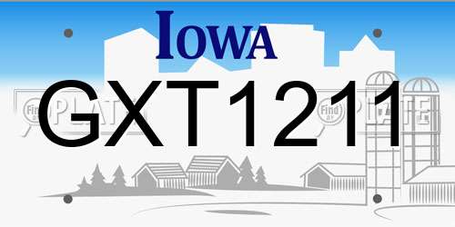 GXT1211 Iowa License Plate