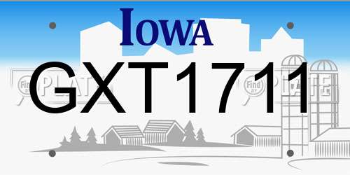 GXT1711 Iowa License Plate