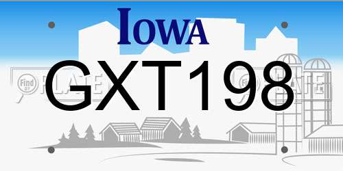 GXT198 Iowa License Plate