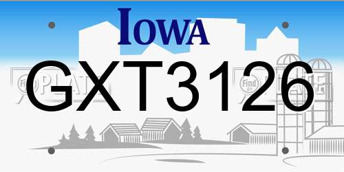 GXT3126 Iowa License Plate