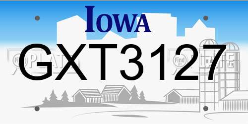 GXT3127 Iowa License Plate