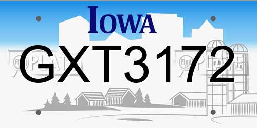 GXT3172 Iowa License Plate