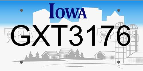 GXT3176 Iowa License Plate