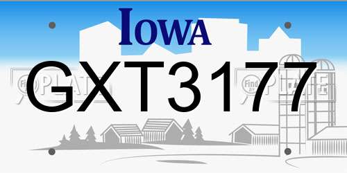 GXT3177 Iowa License Plate