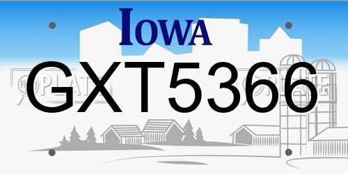 GXT5366 Iowa License Plate