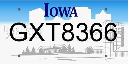 GXT8366 Iowa License Plate