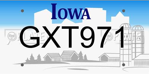 GXT971 Iowa License Plate