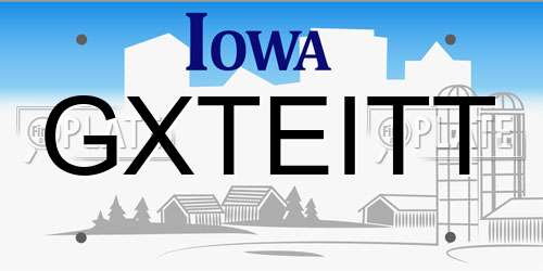 GXTEITT Iowa License Plate