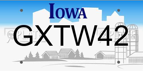 GXTW42 Iowa License Plate