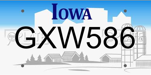 GXW586 Iowa License Plate