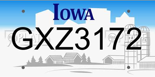 GXZ3172 Iowa License Plate
