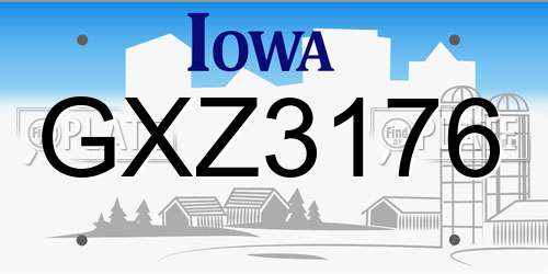 GXZ3176 Iowa License Plate
