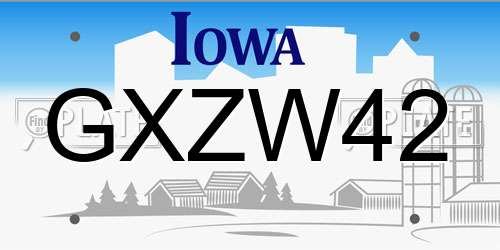 GXZW42 Iowa License Plate