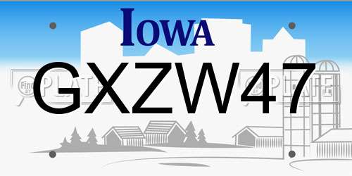 GXZW47 Iowa License Plate