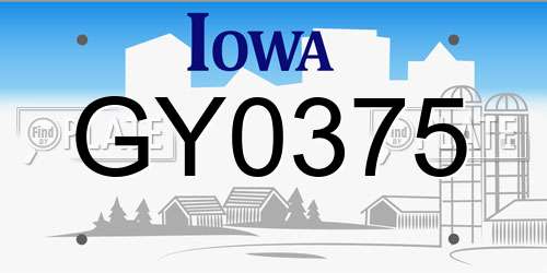 GY0375 Iowa License Plate