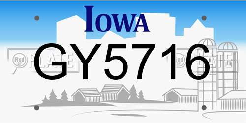 GY5716 Iowa License Plate
