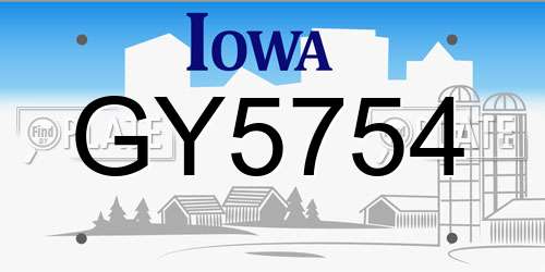 GY5754 Iowa License Plate