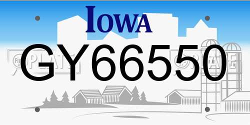 GY66550 Iowa License Plate