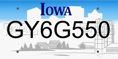 GY6G550 Iowa License Plate