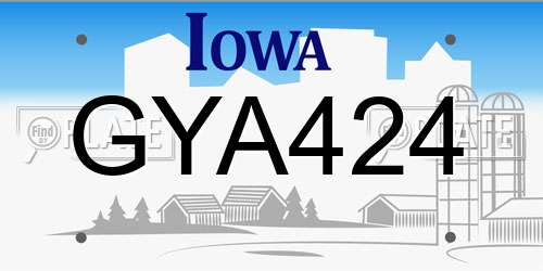 GYA424 Iowa License Plate