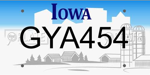 GYA454 Iowa License Plate