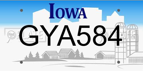 GYA584 Iowa License Plate