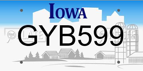 GYB599 Iowa License Plate
