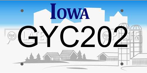 GYC202 Iowa License Plate