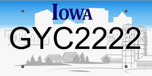 GYC2222 Iowa License Plate