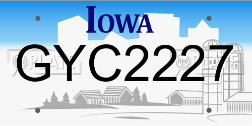 GYC2227 Iowa License Plate
