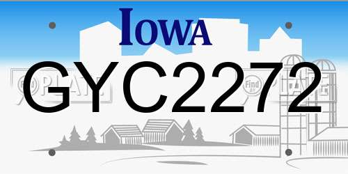 GYC2272 Iowa License Plate