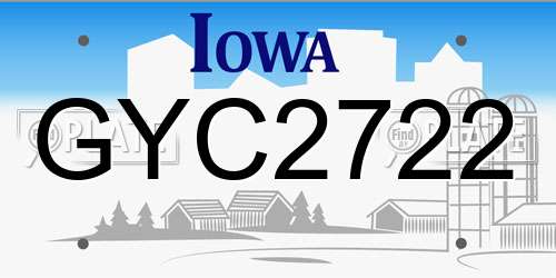 GYC2722 Iowa License Plate