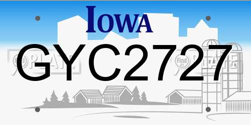 GYC2727 Iowa License Plate