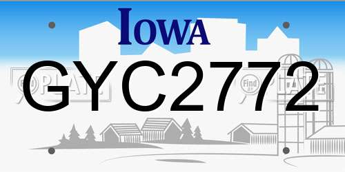 GYC2772 Iowa License Plate