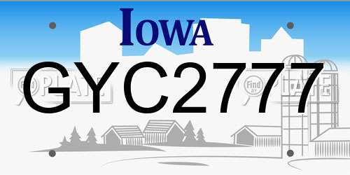 GYC2777 Iowa License Plate