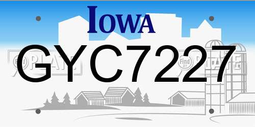 GYC7227 Iowa License Plate
