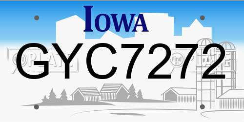 GYC7272 Iowa License Plate