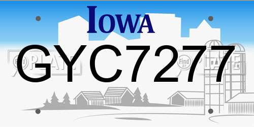 GYC7277 Iowa License Plate