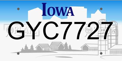 GYC7727 Iowa License Plate