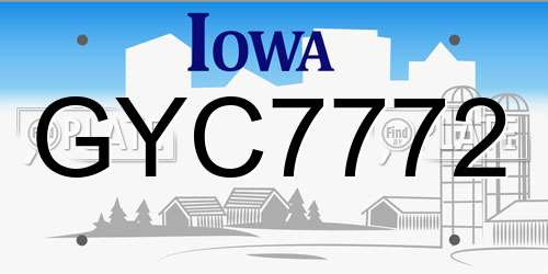 GYC7772 Iowa License Plate
