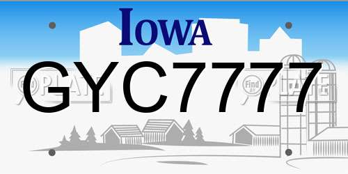 GYC7777 Iowa License Plate