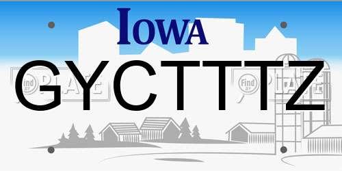 GYCTTTZ Iowa License Plate