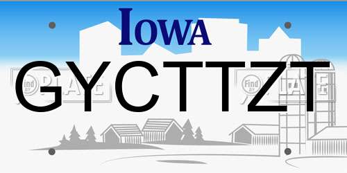 GYCTTZT Iowa License Plate