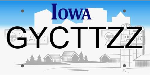 GYCTTZZ Iowa License Plate