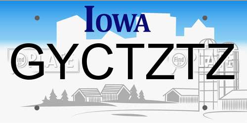 GYCTZTZ Iowa License Plate