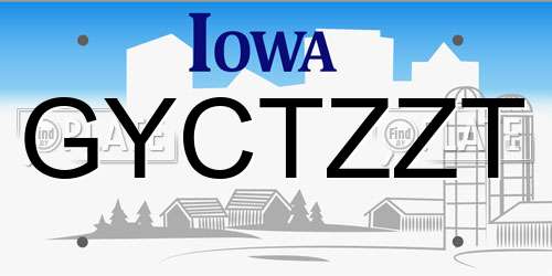 GYCTZZT Iowa License Plate