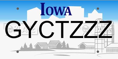 GYCTZZZ Iowa License Plate