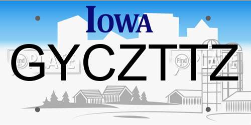 GYCZTTZ Iowa License Plate