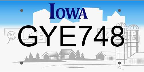 GYE748 Iowa License Plate